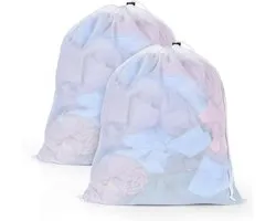 Filet à linge OTraki pour machine à laver, 40x50cm, lot de 2 grands sacs à linge avec fermeture à cordon, sacs à linge réutilisables en maille fine pour maisons et appartements d'étudiants (blanc)