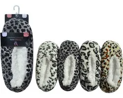 Huissloffen - Extra Zacht - Jungleprint - Antislip - Comfy - One Size- Wit Met Grijs