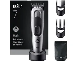 Braun Haartrimmer Tondeuse Series 7 HC7590 + 5 Tools - Levenslang Scherp Scheerblad - 17 Lengtes - Grijs