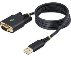 StarTech.com Câble adaptateur USB vers série de 1 m, vis et écrous DB9 interchangeables, rétention COM, USB-A vers DB9 RS232, FTDI IC, Protection ESD niveau 4, WindowsmacOSChromeOSLinux – Construction TPE robuste (1P3FFCB-USB-SERIAL)
