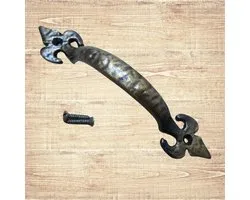 Fleur De Lys Cabinet Pull Handle Antique Brass 7"