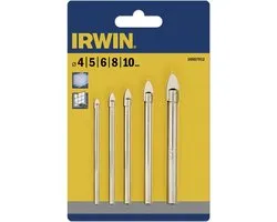 Irwin - Boorset voor Glas en Tegels - 5 Stuks - 4, 5, 6, 8, 10 mm