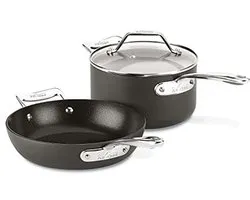 Essentials Nonstick Hard Anodized Fry & Sauce Pan met Deksel - Aluminium - Grijs