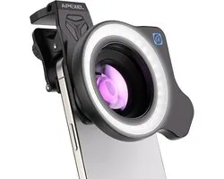 Kit d'objectifs de téléphone APEXEL APL-ZM100FL26 - Macro, Zoom et Lampe de poche pour une photographie mobile améliorée