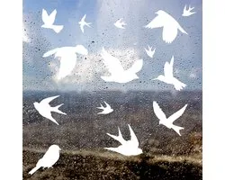 Vogelbescherming stickers Wit - Verplaatsbaar - Raamstickers vogels statisch