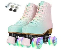 XUDREZ Roller Skates for Girls Women Light Up Roller Skates High Top Double Row Adjustable Roller Skates PU Skates Shoes for Kids Beginners Indoor Outdoor