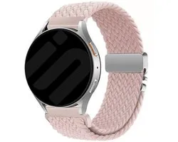 Bracelet en nylon tressé Strap-it 18 mm avec fermoir parachute - compatible avec Huawei Watch GT 5 Pro 42 mm / GT 5 - 41 mm / GT 4 - 41 mm / Fossil Gen 4 Venture HR / Gen 5e 42 mm / Gen 6 42 mm - Withings ScanWatch 2 - 38 mm / ScanWatch Light (rose)