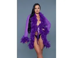 Be Wicked - Lux - Robe met Veren - Paars - One Size