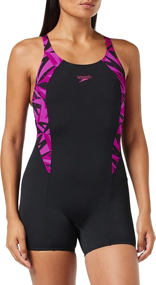 Speedo Women's Hyperboom Splice Legsuit Swimming Costume Swimsuit Pink BNWOT