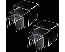 3 Size Acryl Display Riser - 6 stuks - Clear Display Stand - Collectibles Stands Plank Showcase - Sieraden Cosmetica - Dessert Cupcake Candy Treat - Action Figure Display