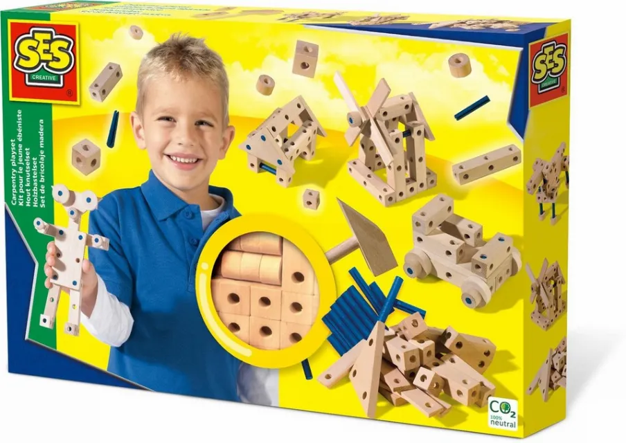 SES Creative Childrens Carpentry Wooden Hammer DIY Toy Kids Arts Crafts Set Fun