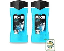 2 x Axe - 3-in-1 Douchegel - Ice Chill - Icy Menthol - Insta Cool - 100% Plantaardig - 150 ml - Wasstrips - 3-in-1 Douchegel - Douchegel Menthol - Douchegel Bevroren Munt - Douchegel Voor Gezicht En Haar - Douchegel 12 Uur Geur