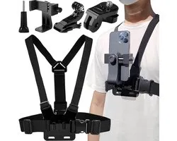Allecto Plus - Multifunctionele telefoonborstharnasriem voor het filmen van video's - Verstelbare telefoonhouder op de borst.