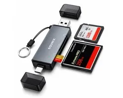 Sounix USB C Card Reader - 5 en 1 CF/ MS/TF/M2/(micro) SD Card Reader - Lecteur de carte mémoire