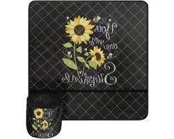 Belidome Sunflower Word Print Sewing Machine Mat Non-Slip Pads Cushions for Table