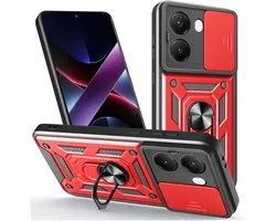 Coque Coverup - Adaptée à la coque Xiaomi Poco X7 Pro - Coque arrière Coverup Ring Kickstand avec Shield d'appareil photo - Rouge