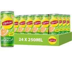 Lipton Ice Tea Sparkling Green blik - Citrus - Zero Sugar - 24 x 250 ml - Voordeelverpakking