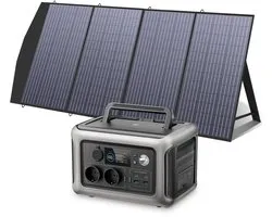 Allpowers® Solar Powerstation R600 + Zonnepaneel 200W - Output 600W - Capaciteit 299Wh - 1200W Piek - Snelladen - Draagbare Power Station Generator - USB - AC 220V - DC - Kamperen - Noodstroom - Zonnegenerator