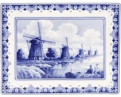 Delfts blauw bord - Molen - Royal Delft - 22 x 17 cm - Wandbord Delfts blauw - Hollandse cadeautjes - Souvenir
