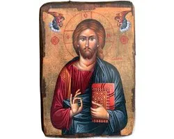 Houten Icone van Jezus Christus - Grieks Orthodox