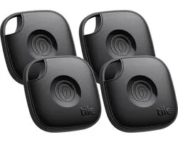 Life360 Tile Mate - Krachtige Bluetooth Tracker - Item locator voor Sleutels, Tassen en Meer - Telefoonzoeker - Compatibel met iOS en Android - 4-stuks (zwart)