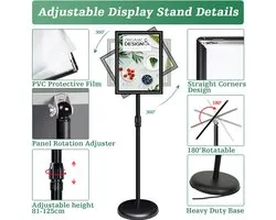 Mutualsign 6 stks A4 Teken Houder Stand Verstelbare Poster Display Stand, Aluminium Menu Stand Floor Display Stands - ShopVlot