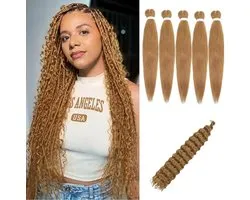 Krullend Vlechten Haar Pre uitgerekt Boho Vlechten Kanekalon Ez Braid Micro Vlechten Haar Synthetische Krullend Diepe Golf Vlechten