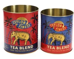 Rex London Retro Storage Tins - Bewaarblikken Medium - Ceylon Finest - Rood/Goud