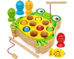 Jeu de pêche magnétique en bois pour tout-petits – Jeu de tri éducatif avec des grenouilles – Jouet sensoriel pour la motricité fine – Jouet Montessori – Cadeaux pour garçons et filles