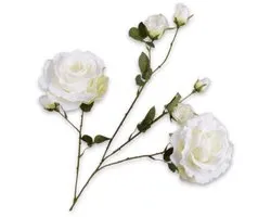 Silk-ka Kunstbloem-Zijden Bloem Branche de Rose Wit 94 cm