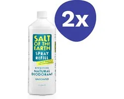 Salt of the Earth Natural Crystal Unscented Deodorant Spray Refill (2x 1L)