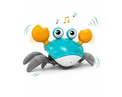 ZoeZo Lopende Krab Bewegend Speelgoed - Sensorisch speelgoed - Montessori speelgoed - Motoriek - Leren kruipen - Met Muziek en Licht - Tummy Time Kinderspeelgoed - Voor Baby en Peuter - Blauw