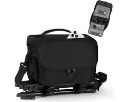 Schoudertas voor camera, DSLR-cameratas, compacte crossbody cameratas/rugzak compatibel met Canon, Nikon, Sony spiegelreflexcamera's, spiegelreflexcamera's en systeemcamera's.
