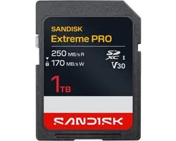 SanDisk SDXC Extreme PRO 1TB (UHS-I, V30, U3, R250 MB/s / W170MB/s, 4K UHD)