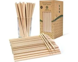 GoBeTree 300 Kraft Paper Straws Disposable Multilayer Cardboard Nature Tint for Brunch, Weddings and Rustic Events - ShopVlot
