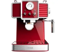 Cecotec Express-Kaffeemaschine Power Espresso 20 Tradizionale Light Red, 1350 W, Espresso und Cappuccino, 20 Bar und Thermoblock, Dampfdüse, Manometer, Vintage-Design, 1,5 Liter Kapazität