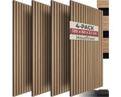 tectake® Set de 4 panneaux acoustiques Sonic Wall - Panneau insonorisant - Isolation phonique - Panneau mural acoustique - 120x60x2,1cm - Décoration murale acoustique - Chêne clair