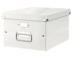 Leitz WOW Click & Store Middelgrote Opbergdoos - 85% Gerecycled Karton - 28.1 x 37 Cm (BxD) - Voor A4 Formaten - Ideaal voor Kantoor En Thuiswerken - Wit
