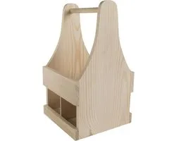 4 Pack Fles Caddy Houder Trug Tote Bier Krat Carrier Case - Ongeverfd & Onbehandeld Plain Pine Wood - Decoratieve Houten Drager Flessenmand