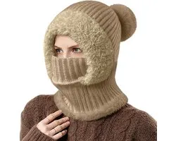 Yutdeng 3-in-1 set beanie muts sjaal balaclava warme wintermuts bivakmuts