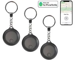 3 x Smarttag - Bluetooth Tracker - Compatible uniquement avec l'application Apple Find My - Smart Tag Tracker voiture - Porte-clés inclus - Keyfinder - Airtag - avec notification sonore - Saint Valentin