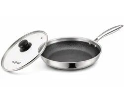 Cheffinger Koekenpan met Deksel - 20cm - Honingraat Antikras - RVS
