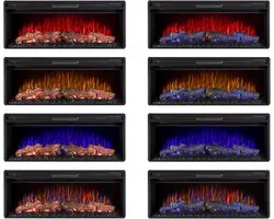Elektrische Inbouwhaard Medahomestore FlameView AF42 Multicolor – 3D LED Vlammen, Verwarming 1600W, Realistisch Haardvuur, Infraroodverwarming, Timer, Thermostaat & Afstandsbediening – 1067x425 mm – Zwart
