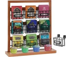 Tea Bag Organiser with Removable Compartments Vertical Wall Mounted for Tea Bags Sugar Coffee Capsule