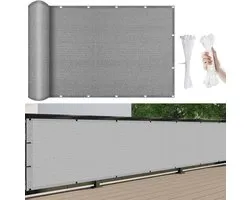 Privacy Screen For Balcony 250 x 130cm Weatherproof and Maintenance Friendly Garden Fence with Rope and Aluminum Eyelets with Cable Ties and Cord For Outdoor Garden, Light Grey