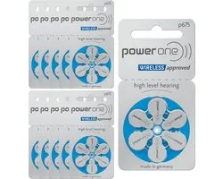 PowerOne 675 : Kwikvrije hoorapparaatbatterijen, 10 Wafeltjes