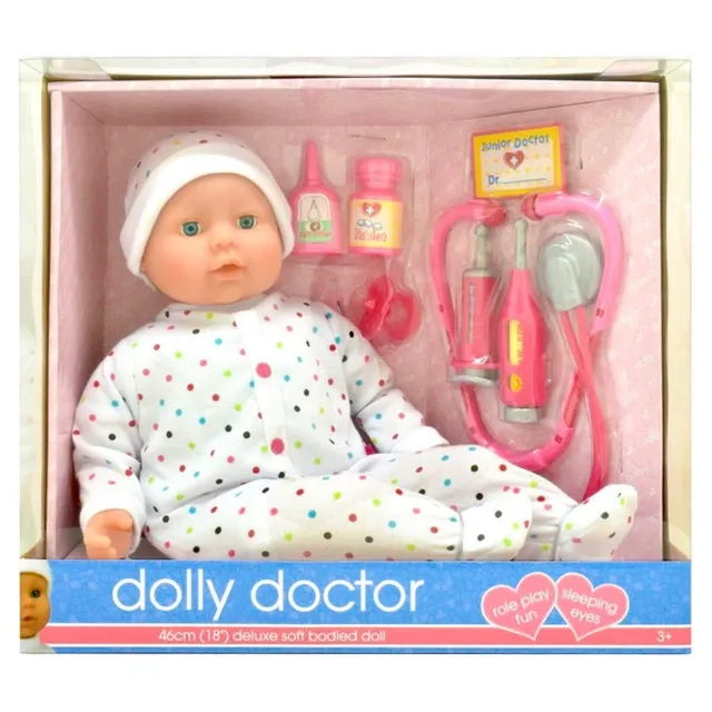 Dollsworld Dolly Doctor Baby Doll 46cm Peluche Docteurs Ensemble 3+