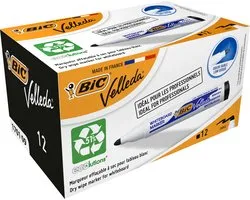 BIC Velleda 1701 ECOlutions Whiteboard Stiften Medium Kogelpunt - Zwart - Doos van 12 Stuks