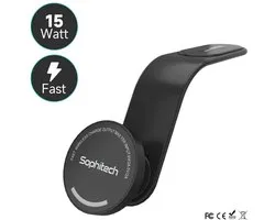 Sophitech FlexMount Telefoonhouder Auto – 15W Draadloze Qi Snellader – MagSafe Compatibel – Buigbare GSM Houder – Voor Ventilatie, Raam & Dashboard – Geschikt voor iPhone & Android