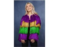 Fever - Tinsel Mardi Gras Kostuum Jacket - L/XL - Multicolours